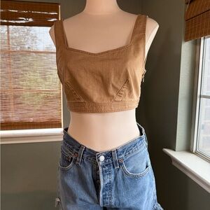 Denim Bustier Tan Crop Top